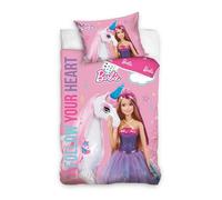 Carbotex Barbie - Biancheria da letto per bambini, 100 x 135 cm + 40 x 60 cm