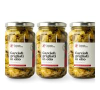Carciofi grigliati a spicchi sott'olio Fantasia Napoletana, 3 Vasi da 370 ml, Ideale come Aperitivo, Contorno.