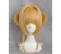 Card-captor Sakura Cosplay parrucca parrucca corta oro bionda coda treccia ca...