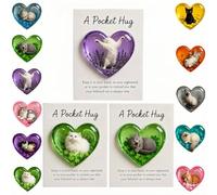 Card-Cat Memorial Pocket-Hug, Pocket-Hug Cat Card, Heart-Shaped Handmade Token for Cat Lovers, Resin Emotional Support Card, with Inspirational Card, Christmas for Coworkers Cat Lovers (3Pcs-G)