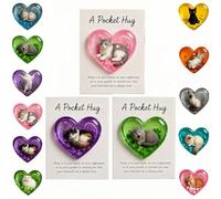 Card-Cat Memorial Pocket-Hug, Pocket-Hug Cat Card, Heart-Shaped Handmade Token for Cat Lovers, Resin Emotional Support Card, with Inspirational Card, Christmas for Coworkers Cat Lovers (3Pcs-C)