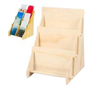 Card Display Rack - 3 Tier Wooden Stand, Wooden Trading Card Display Shelf | 3-Tier Organizer for Greeting Cards, Postcards, Stickers, Art Prints | Ideal for Home, Office, Wedding, Party, Retail Store