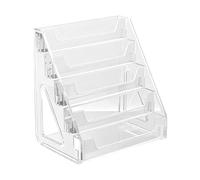 Card Display Stand - Acrylic, 12.01x8.46x13.19in Card Shelf Vertical Organizer Clear Display | Space-Saving Multi-Tier Design Postcard Stand, Cards Rack For Desk, Booth, Office, Trade Shows, Home