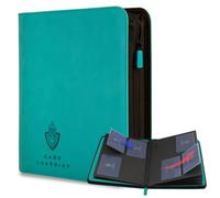 Card Guardian - Raccoglitore a 4 tasche con cerniera per 160 carte - Tasche laterali caricate - Compatibile con carte sportive e collezionabili TCG (verde acqua)