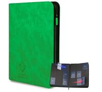 Card Guardian - Raccoglitore a 9 tasche con chiusura lampo per 504 carte, tasche laterali per giochi di carte collezionabili TCG, colore: Verde