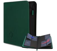 Card Guardian - Raccoglitore Premium con 4 Tasche e Zip per 160 Carte - Tasche Laterali - Compatibile con Carte Sportive e di Collezione TCG (Verde)