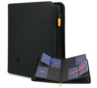 Card Guardian - Raccoglitore Premium Toploader 4 Tasche con Cerniera per 160 Carte - Tasche a Caricamento Laterale - Compatibile con Carte Sportive e da Collezione TCG (Nero)