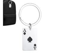 Card Keychain, Playing Card Key Pendant Car Keychain, Zinc Alloy Red Spades Small Key Chains, Creative Keyrings Bag Charm for Men Women Birthday, Unique Design, Lightweight, Durable Material, 3x2cm