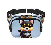 Card Love Fancy Puppy Fitness borsa a tracolla da viaggio, alla moda e casual, marsupio quadrato a doppio strato, nero, taglia unica, Nero, One Size