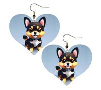 Card Love Fancy Puppy Prints, orecchini eleganti a forma di cuore, leggeri, accessori da donna perfetti per feste e San Valentino.
