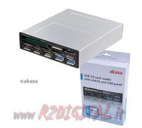 CARD READER AKASA AK-ICR-17 2 USCITE USB 3.0 + 4 USCITE USB 2.0 VANO FLOPPY SDHC