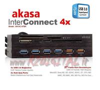 CARD READER AKASA INTERNO 5,25" PANNELLO MULTIFUNZIONE LETTORE MEMORY CARD HUB