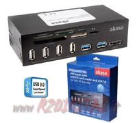 CARD READER AKASA INTERNO 5,25" PANNELLO MULTIFUNZIONE LETTORE MEMORY SDXC SDHC