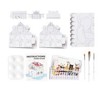 Cardboard Playhouse Kit, Children Handmade House, Paintable Drawing Toy, Creative Craft Structure for Engaging Home Outdoor Activities and Travel Play, 12.01x8.66x1.38 In
