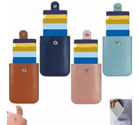 Cardcarie - Pull-Out Card Organizer, Stackable Pull-Out Card Holder, Snap Closure Leather Organizer Pouch, Leather Business Card Holder (4pcs-B)