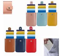 Cardcarie - Pull-Out Card Organizer, Stackable Pull-Out Card Holder, Snap Closure Leather Organizer Pouch, Leather Business Card Holder (6pcs-A)