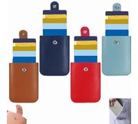 Cardcarie - Pull-Out Card Organizer, Stackable Pull-Out Card Holder, Snap Closure Leather Organizer Pouch, Leather Business Card Holder (4pcs-C)