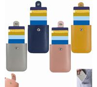 Cardcarie - Pull-Out Card Organizer, Stackable Pull-Out Card Holder, Snap Closure Leather Organizer Pouch, Leather Business Card Holder (4pcs-A)