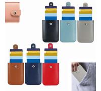 Cardcarie - Pull-Out Card Organizer, Stackable Pull-Out Card Holder, Snap Closure Leather Organizer Pouch, Leather Business Card Holder (6pcs-B)
