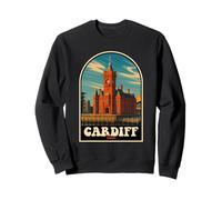 Cardiff Galles Design vintage Pierhead Building & Bay View Felpa