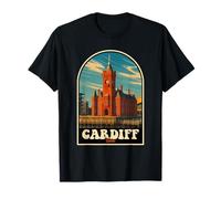 Cardiff Galles Design vintage Pierhead Building & Bay View Maglietta