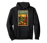 Cardiff Galles - Poster da viaggio vintage stile Felpa con Cappuccio