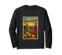Cardiff Galles - Poster da viaggio vintage stile Maglia a Manica