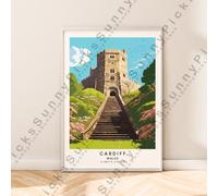 Cardiff Galles Viaggi Poster Illustrazione Stampa Muro Opera D'Arte Regalo