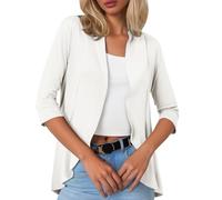 Cardigan 2025 per le donne moda donna casual tinta unita manica a tre quarti cardigan corto piccolo cappotto da donna maglione scuro, bianco, XXL
