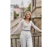 Cardigan a coste con scollo a V, MINA Beige 3(L) Tinta unita