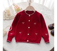 Cardigan a maniche lunghe con colletto alla Peter Pan, maglia lavorata a maglia, stile carino per ragazze giovani 6Y,7Y,4Y,5YGraficoMaglieria