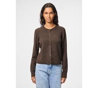 Cardigan a maniche lunghe con scollo rotondo Marrone M Tinta unita