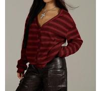 Cardigan a righe con bottoni, top a maniche lunghe, stile casual Y2K anni '90, stile aeroporto oversize, adatto per autunno, inverno, occasioni quotidiane, serali, eleganti, Capodanno L,M,S,XL,XSA str