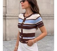 Cardigan a trecce da donna, gilet corto con bottoni e maniche corte, apertura frontale, elasticità media H-Sil, per stratificazione autunno inverno, ritorno a scuola e vacanze L,M,S,XL,XS,XXL,XXSBlocc