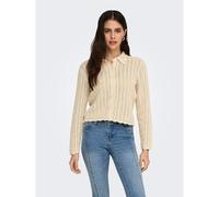 Cardigan all'uncinetto Beige S Tinta unita