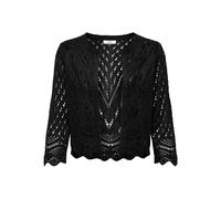 Cardigan all'uncinetto, maniche lunghe Nero S Tinta unita