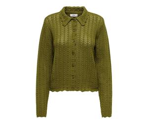 Cardigan all'uncinetto Verde M Tinta unita