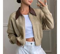 Cardigan ampio con doppia cernatura e colletto a blocchi di colore per donne, top a maniche lunghe, abbigliamento autunnale da donna, giacca da scuola L,M,S,XLMaglieria
