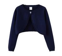 Cardigan Bambina Cerimonia Manica Lunga Bolero Cardigan Corto in Maglia Tinta Unita Abito per Feste, per la Comunione, per Il Battesimo Blu Zaffiro 130