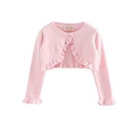 Cardigan Bambina Tinta Unita Maglione Sottile Bambino Bambini Un Bottone Manica Lunga Maglia Bolero Coprispalle, 110, Rosa, 3-4 Anni