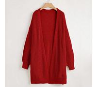 Cardigan casual a maglia a maniche lunghe con scollo a V, tinta unita, di lunghezza media, adatto per l'autunno/inverno, taglie comode US22,US24/26,US28/30Colore unicoTessuto