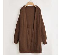 Cardigan casual a maglia a maniche lunghe con scollo a V, tinta unita, di lunghezza media, adatto per l'autunno/inverno, taglie comode US22,US24/26,US28/30Colore unicoTessuto