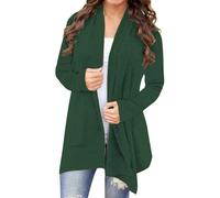 Cardigan casual, cardigan lunghi per le donne nel Regno Unito, spalle larghe comode coprispalle top coat tinta unita drappeggio capispalla moda plissettato manica lunga blazer oversize autunno