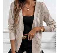 Cardigan casual e comodo da donna LUNE con design a rete a rombi, manica lunga, adatto per casa, vacanza, spiaggia L,M,SPoliestere