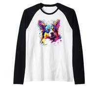 Cardigan colorato Acquerello Welsh Corgi Dog Maglia con Maniche Raglan