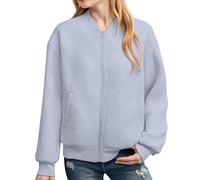 Cardigan con cerniera per ragazze con colletto alla coreana Cappotti con zip intera Felpe larghe ritagliate giacche leggere Cappotti sottili alla moda Cappotto morbido leggero, Cenere Chiaro, 11-12