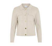 Cardigan con collo a polo e bottoni dorati Beige S Tinta unita
