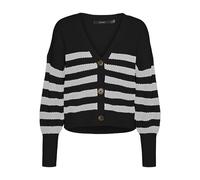 Vero Moda - Cardigan bianco e nero a righe pesante a coste con bottoni XS