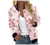 Cardigan con motivo floreale, scollo rotondo, vestibilità larga, a maniche lunghe, leggero, casual, per il tempo libero, elegante, comodo, morbido, Colore: rosa., S
