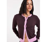 Cardigan con profili a contrasto marrone 38